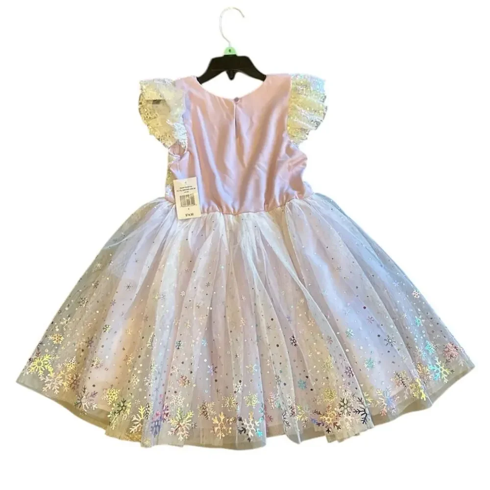 New Lilt Little Girls Short Sleeve Flutter A-Line Dress Lilac Size 6 Snowflakes